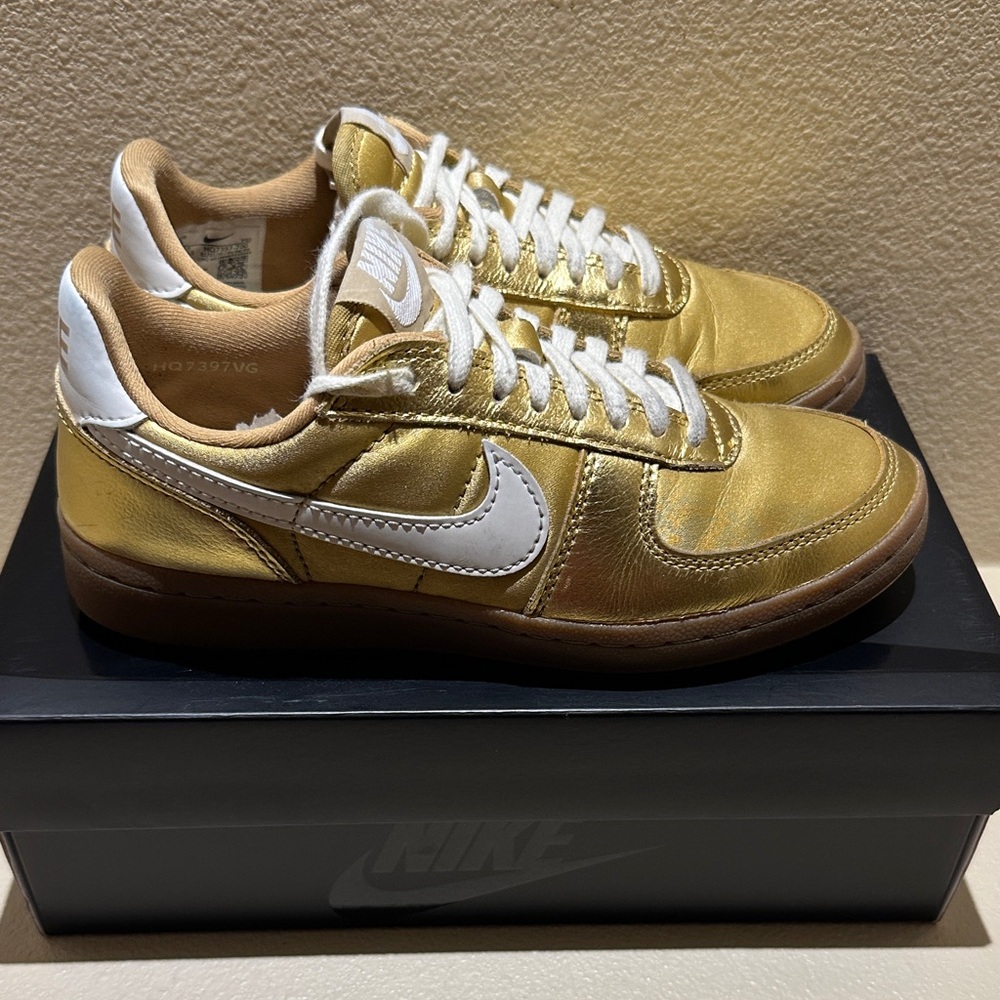 Nike Metallic Gold and White Sneakers